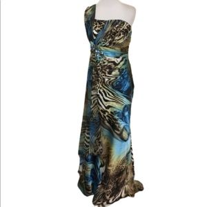 Ignite Evening Animal Print One Shoulder Dress 6